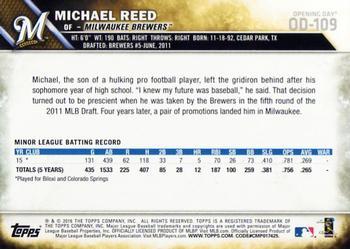 2016 Topps Opening Day - Blue Foil #OD-109 Michael Reed Back