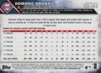 2016 Topps Opening Day - Blue Foil #OD-145 Domonic Brown Back