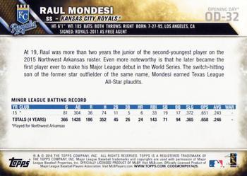 2016 Topps Opening Day - Purple Foil #OD-32 Raul Mondesi Back