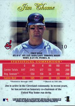 1998 Topps Gold Label #10 Jim Thome Back