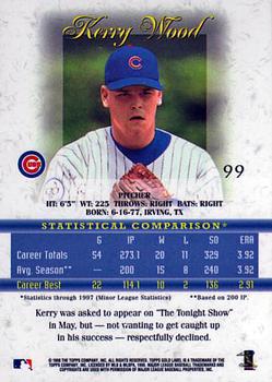 1998 Topps Gold Label #99 Kerry Wood Back