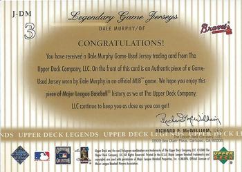 2000 Upper Deck Legends - Legendary Game Jerseys #J-DM Dale Murphy  Back