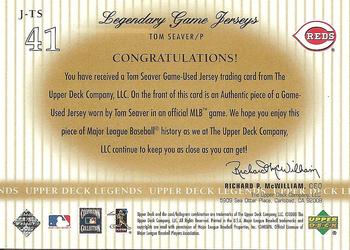 2000 Upper Deck Legends - Legendary Game Jerseys #J-TS Tom Seaver  Back