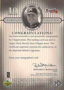 2000 Upper Deck Legends - Legendary Signatures #S-CJ Chipper Jones Back