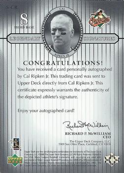 2000 Upper Deck Legends - Legendary Signatures #S-CR Cal Ripken Jr. Back