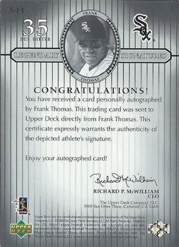 2000 Upper Deck Legends - Legendary Signatures #S-FT Frank Thomas Back