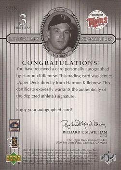 2000 Upper Deck Legends - Legendary Signatures #S-HK Harmon Killebrew Back