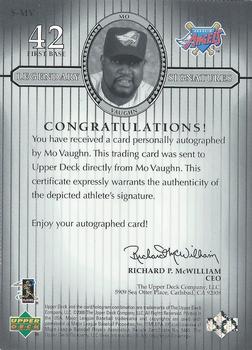 2000 Upper Deck Legends - Legendary Signatures #S-MV Mo Vaughn Back