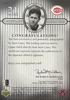 2000 Upper Deck Legends - Legendary Signatures #S-SC Sean Casey Back