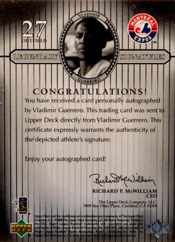 2000 Upper Deck Legends - Legendary Signatures #S-VG Vladimir Guerrero Back