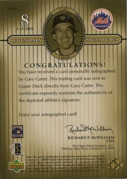 2000 Upper Deck Legends - Legendary Signatures Gold #S-GC Gary Carter  Back