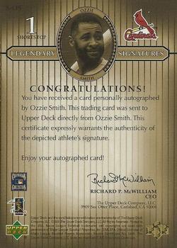 2000 Upper Deck Legends - Legendary Signatures Gold #S-OS Ozzie Smith  Back
