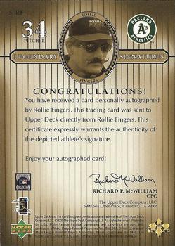 2000 Upper Deck Legends - Legendary Signatures Gold #S-RF Rollie Fingers  Back