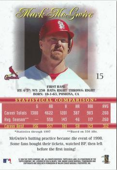 1998 Topps Gold Label - Class 2 #15 Mark McGwire Back