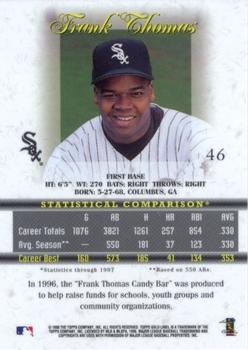 1998 Topps Gold Label - Class 2 #46 Frank Thomas Back
