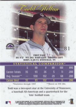 1998 Topps Gold Label - Class 2 #81 Todd Helton Back