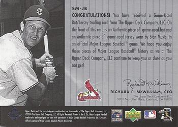 2000 Upper Deck MVP - A Piece of History 3000 Hit Club: Stan Musial #SM-JB Stan Musial Back