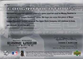 2000 Upper Deck MVP - Game Used Souvenirs #B-MR Manny Ramirez Back