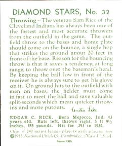 1985 1934-1936 Diamond Stars (reprint) #32 Sam Rice Back