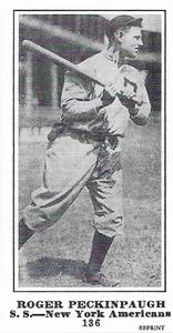 1916 Sporting News (M101-5) Reprint #136 Roger Peckinpaugh Front