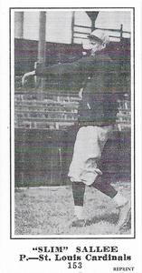 1916 Sporting News (M101-5) Reprint #153 Slim Sallee Front