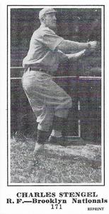 1916 Sporting News (M101-5) Reprint #171 Casey Stengel Front