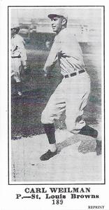 1916 Sporting News (M101-5) Reprint #189 Carl Weilman Front