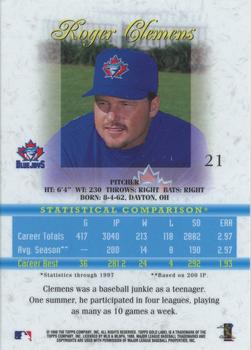 1998 Topps Gold Label - Class 3 #21 Roger Clemens Back
