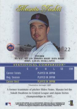 1998 Topps Gold Label - Class 3 #22 Masato Yoshii Back