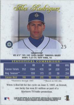 1998 Topps Gold Label - Class 3 #25 Alex Rodriguez Back