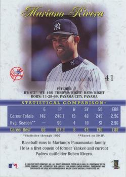 1998 Topps Gold Label - Class 3 #41 Mariano Rivera Back