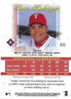 1998 Topps Gold Label - Class 3 #80 Ivan Rodriguez Back