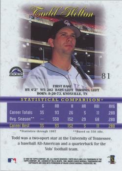 1998 Topps Gold Label - Class 3 #81 Todd Helton Back