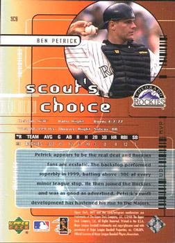 2000 Upper Deck MVP - Scout's Choice #SC9 Ben Petrick  Back