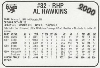 2000 Burger King Huntsville Stars #NNO Al Hawkins Back