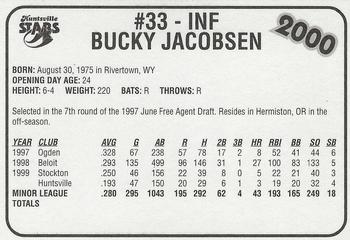 2000 Burger King Huntsville Stars #NNO Bucky Jacobsen Back