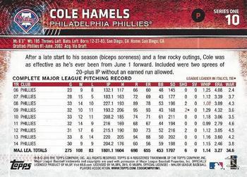2015 Topps - Limited #10 Cole Hamels Back
