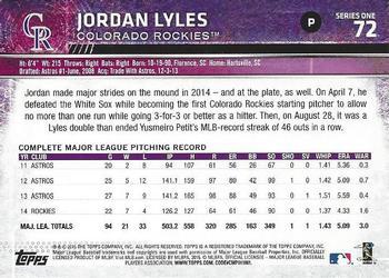 2015 Topps - Limited #72 Jordan Lyles Back