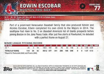 2015 Topps - Limited #77 Edwin Escobar Back