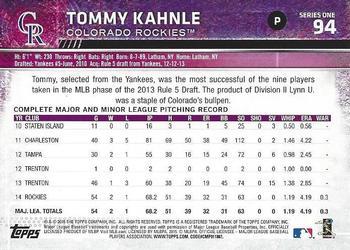 2015 Topps - Limited #94 Tommy Kahnle Back