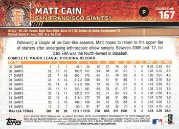 2015 Topps - Limited #167 Matt Cain Back