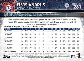 2015 Topps - Limited #281 Elvis Andrus Back