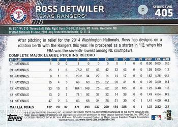 2015 Topps - Limited #405 Ross Detwiler Back