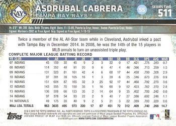 2015 Topps - Limited #511 Asdrubal Cabrera Back