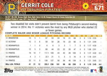 2015 Topps - Limited #671 Gerrit Cole Back