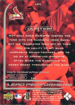 2000 Upper Deck Ovation - Lead Performers #LP1 Mark McGwire  Back