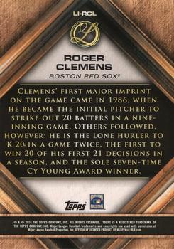 2016 Topps Legacies of Baseball - Lasting Imprints #LI-RCL Roger Clemens Back