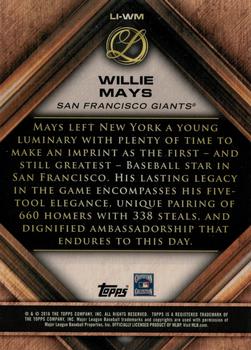 2016 Topps Legacies of Baseball - Lasting Imprints Purple #LI-WM Willie Mays Back