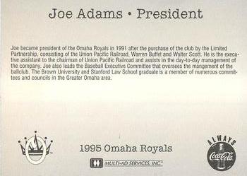 1995 Multi-Ad Omaha Royals #NNO Joe Adams Back