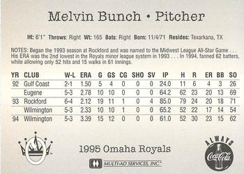 1995 Multi-Ad Omaha Royals #NNO Melvin Bunch Back